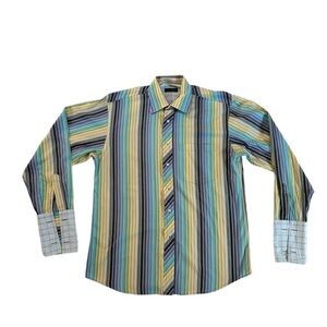 TED BAKER LONDON Striped Long Sleeve French Cuff Shirt Size 16 34/35